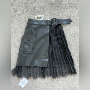 Faux Leather Mini Wrap Skirt